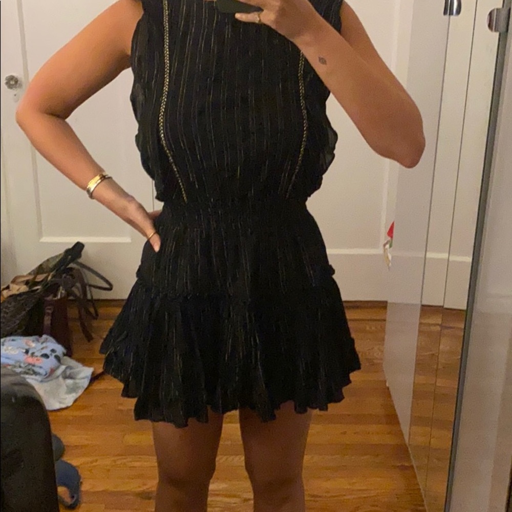 Misa black and gold mini dress